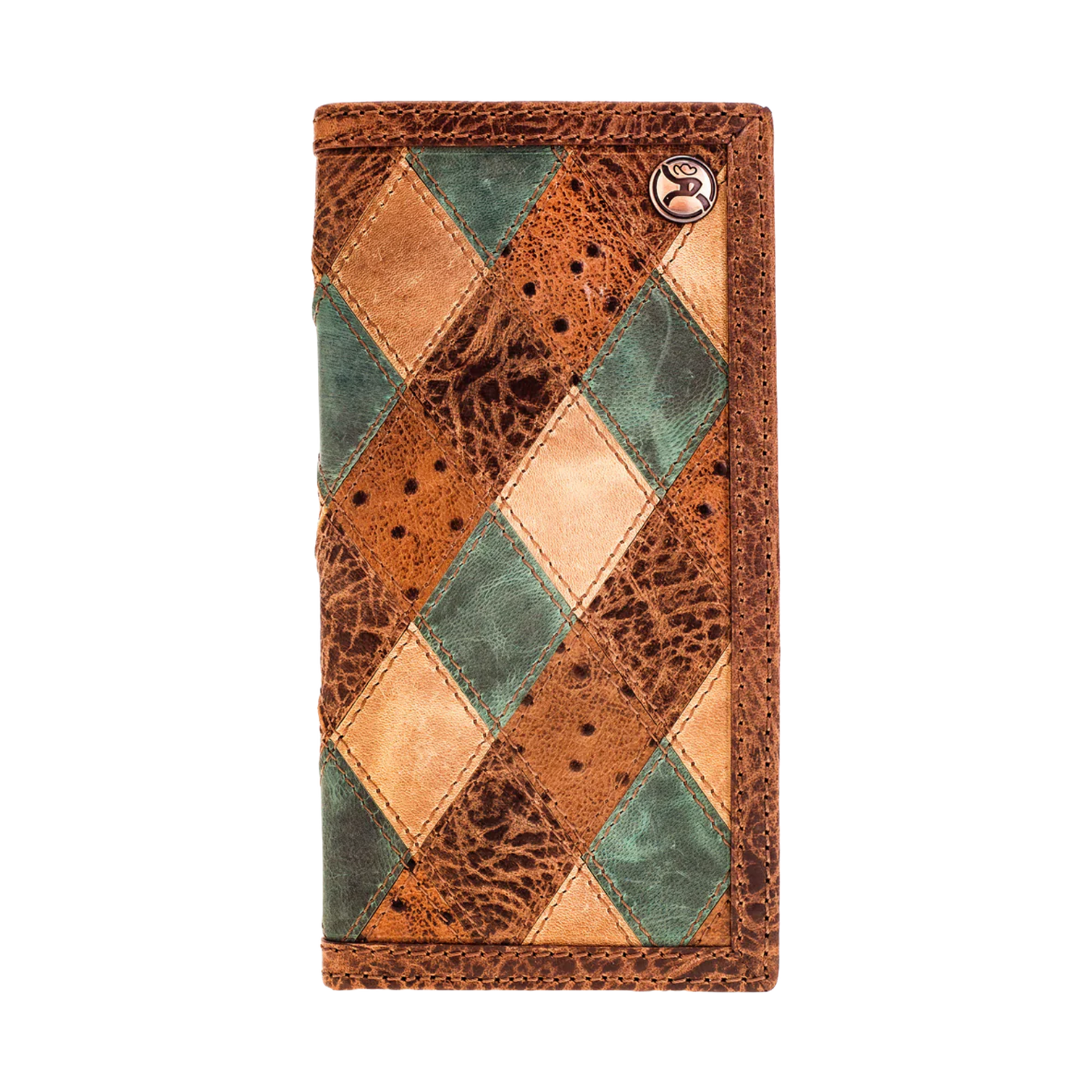 Hooey Ouray Ostrich  Brown & Turquoise Rodeo Wallet RW009-BRTQ