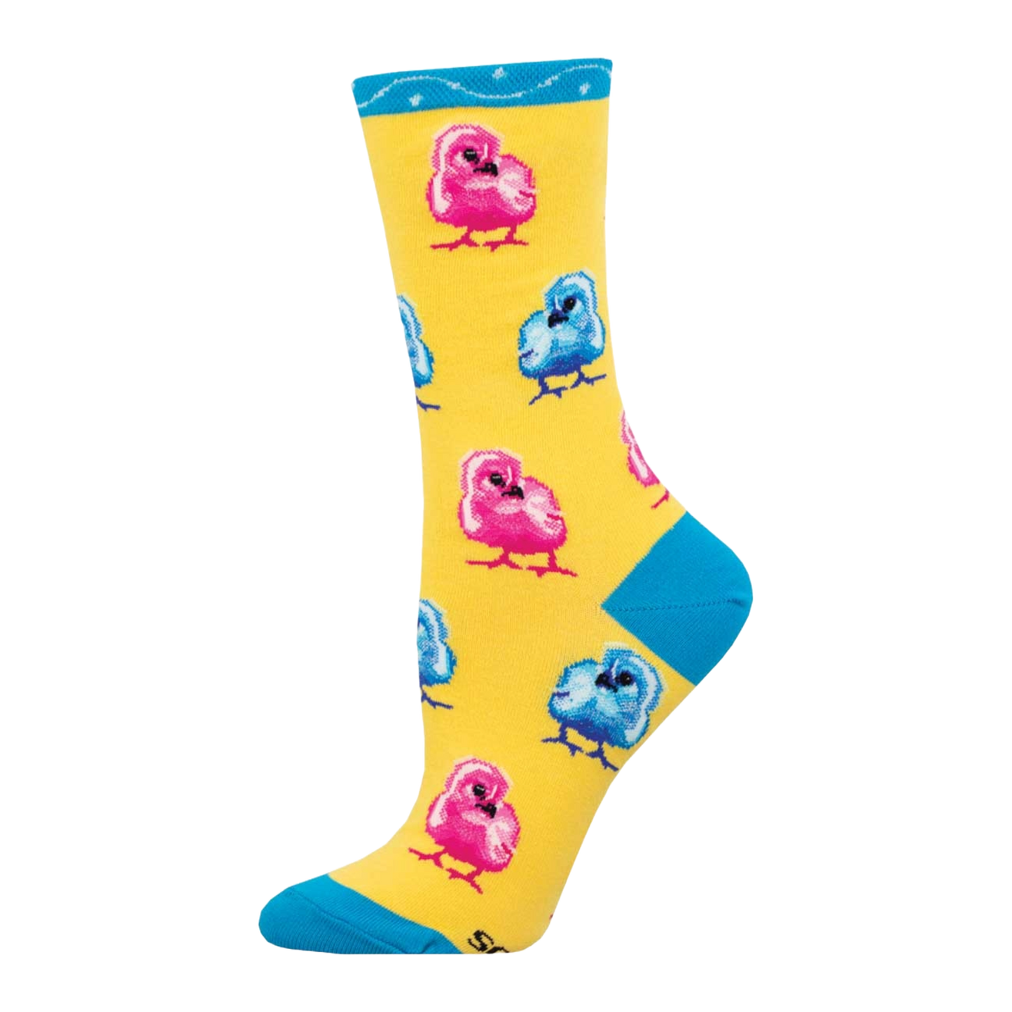 SockSmith Ladies Peep This Yellow & Blue Crew Socks WNC2979-YEL
