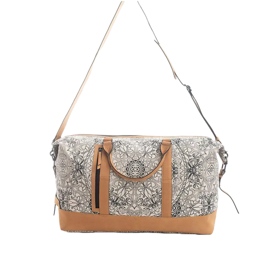 Myra Bag Ladies Paledonia Medallion Cream & Black Duffle Bag S-9795