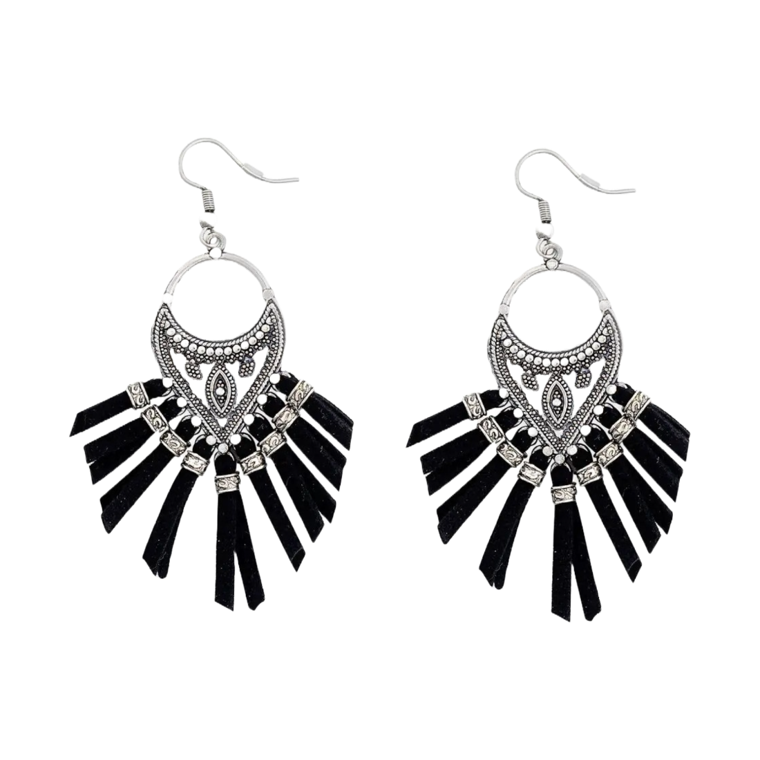 Myra Bag Ladies New Day Dawn Black & Silver Western Earrings S-10088