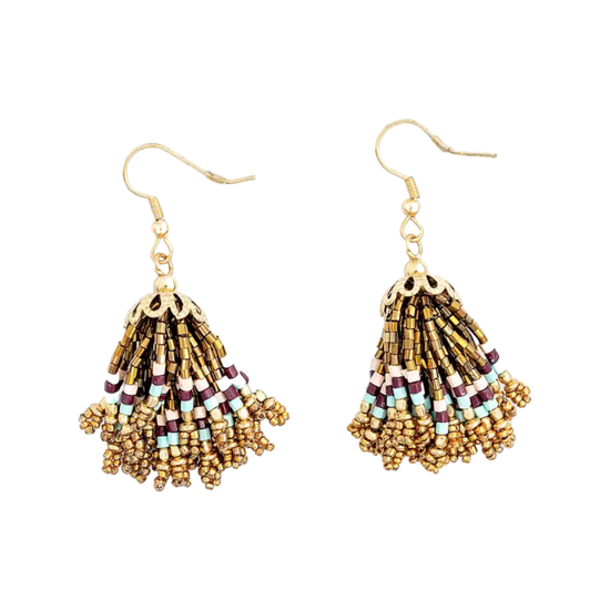 Myra Bag Ladies Spanish Skirts Beaded Gold Earrings S-10153