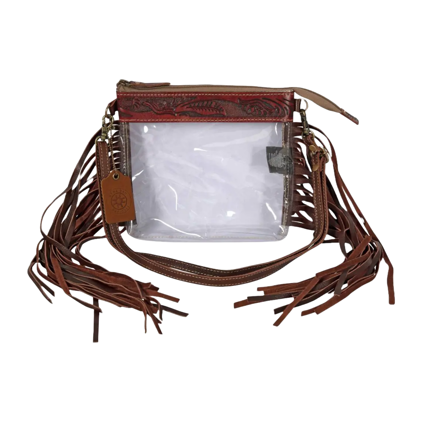 Myra Bag Ladies Intricate Clear & Leather Bag S-2891