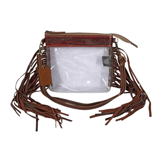 Myra Bag Ladies Intricate Clear & Leather Bag S-2891