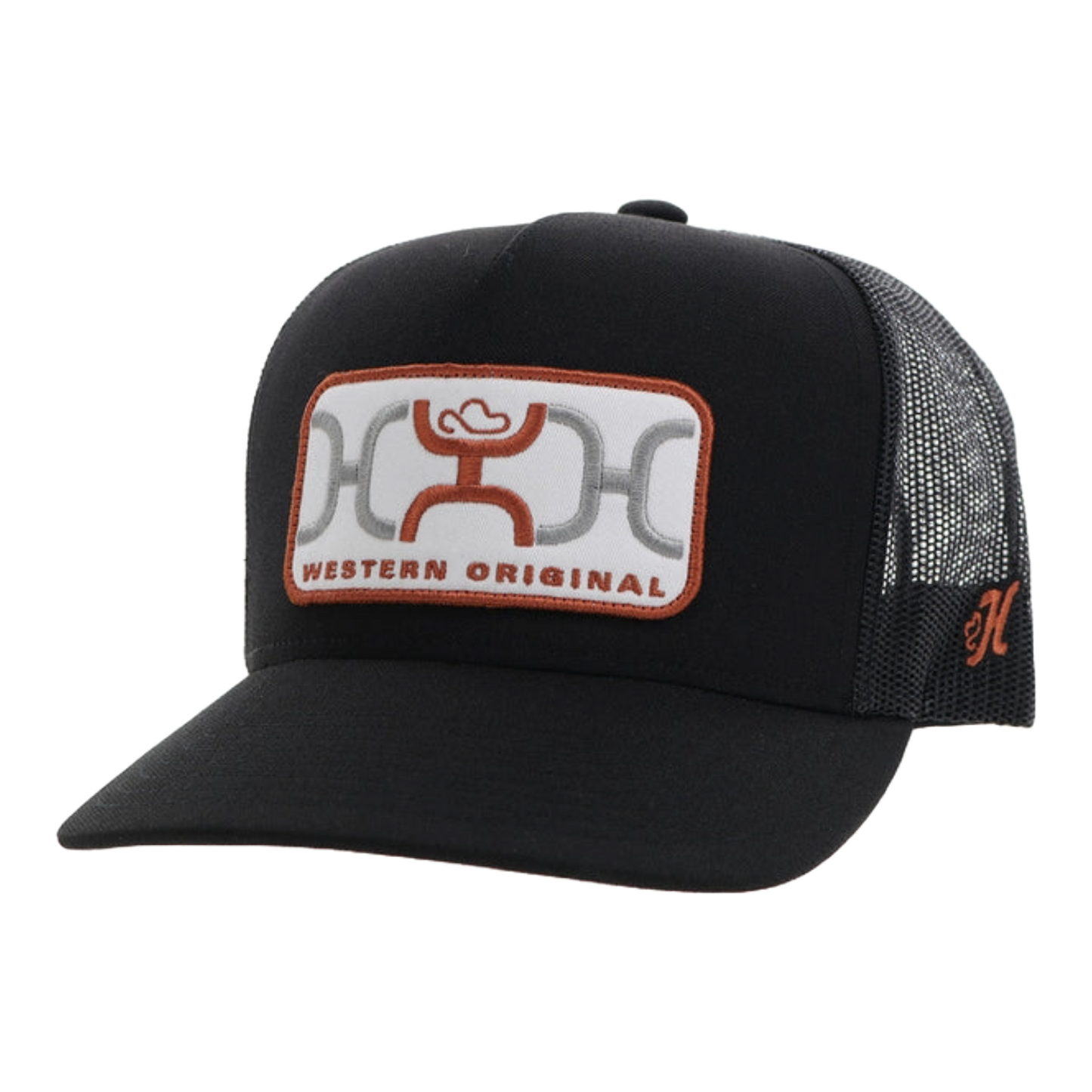 Hooey 'Loop" Orange Rectangle Patch 5 Panel Black Trucker Cap 2459T-BK