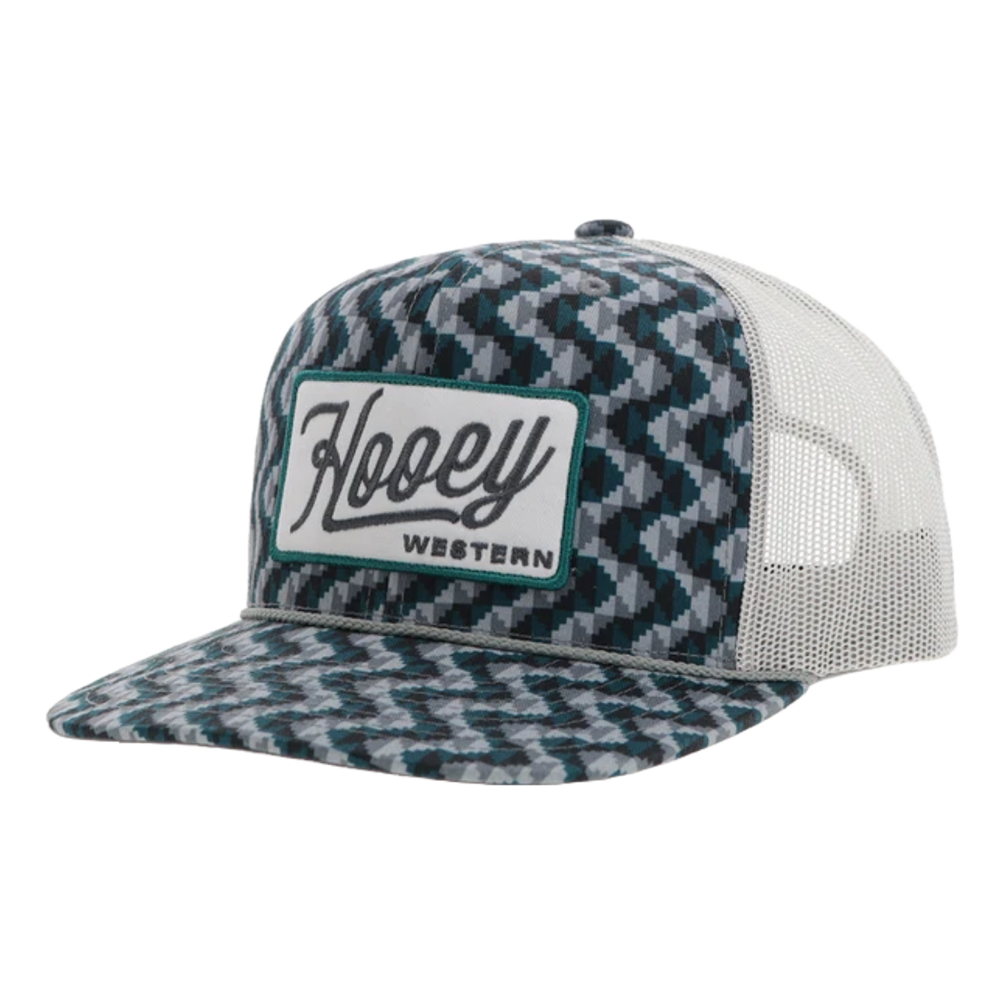 Hooey 'Lakota' Rectangular Patch Teal & Grey Trucker Cap 2448T-TLGY