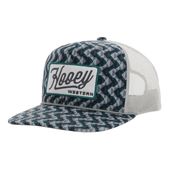 Hooey 'Lakota' Rectangular Patch Teal & Grey Trucker Cap 2448T-TLGY