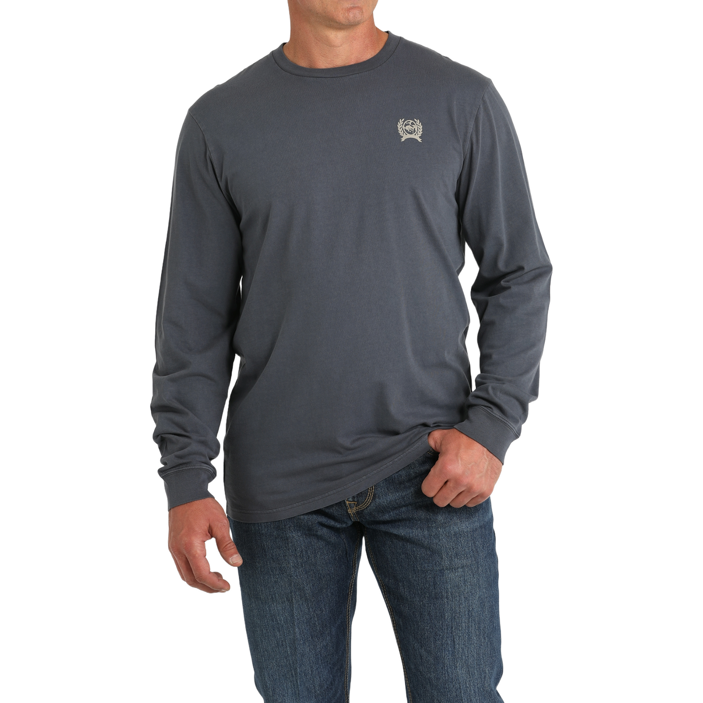 Cinch Men's Long Sleeve Blue Grey T-Shirt MTK1721013