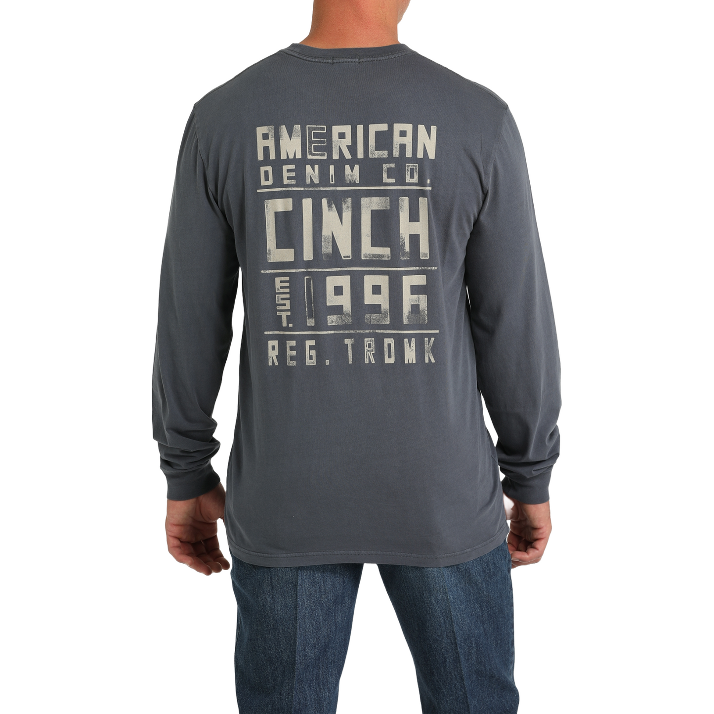 Cinch Men's Long Sleeve Blue Grey T-Shirt MTK1721013