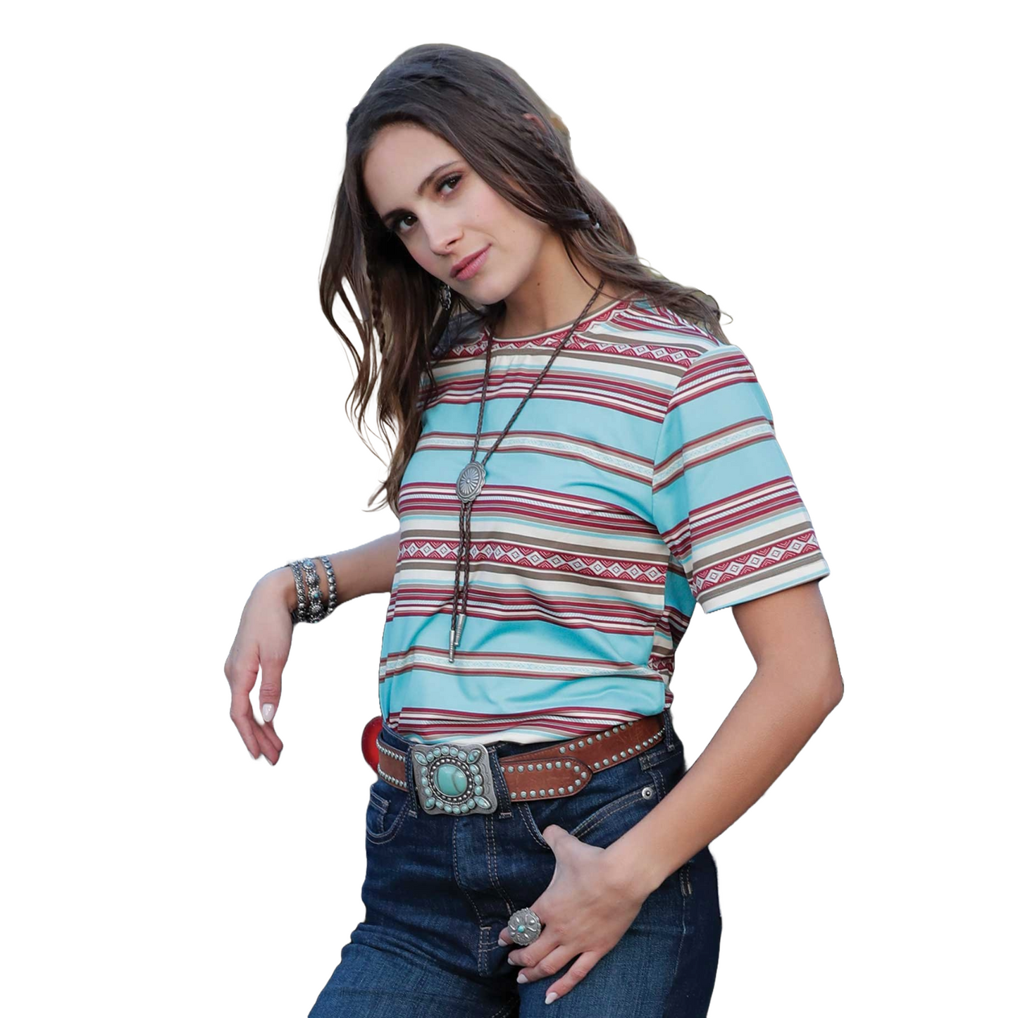 Cinch Ladies Short Sleeve Turquoise T-Shirt CTK7450011