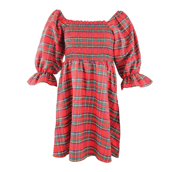 Simply Southern Ladies Holiday Plaid Red Dress 0224-DRS-HOL-PLD Simply Southern Ladies Holiday Plaid Red Dress 0224-DRS-HOL-PLD