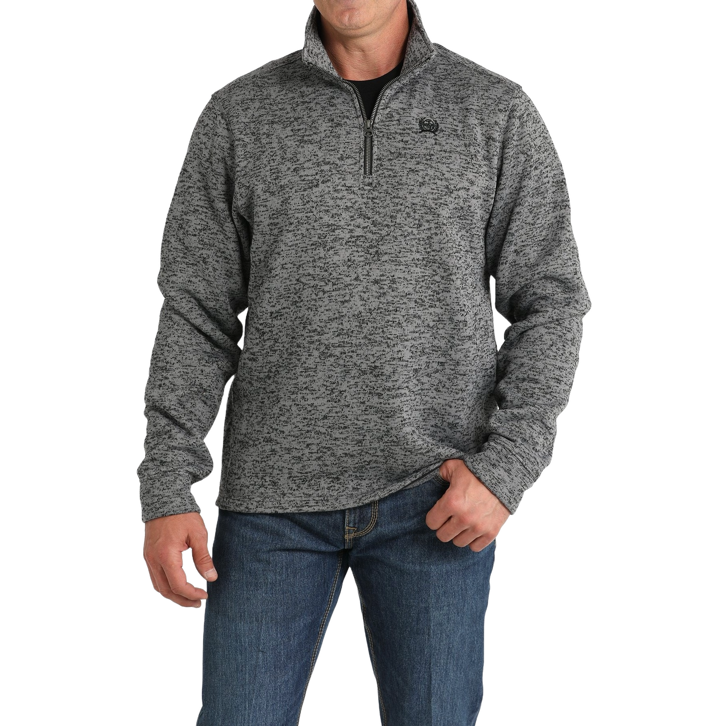 Cinch Men's Heather Grey 1/4 Zip Knit Pullover MWK1080014