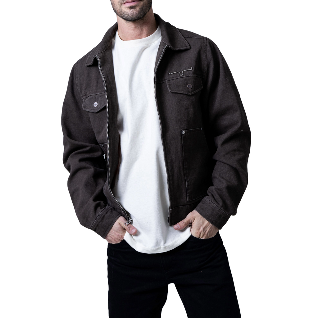 Kimes Ranch Men's Logan Dark Brown Canvas Zip Jacket MJA0000024-BN020