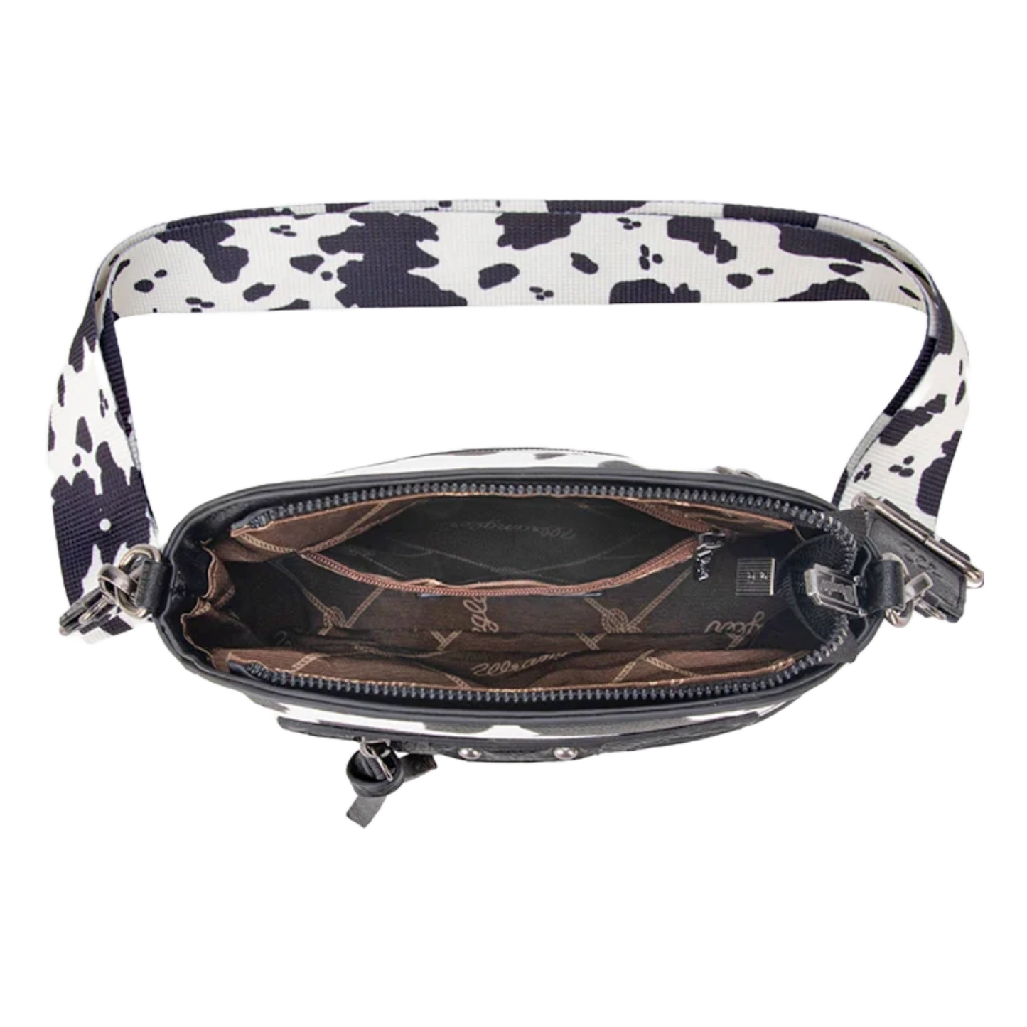 Wrangler Ladies Zippered Cow Print Black Crossbody Bag WG133-213BK