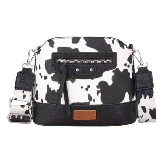 Wrangler Ladies Zippered Cow Print Black Crossbody Bag WG133-213BK