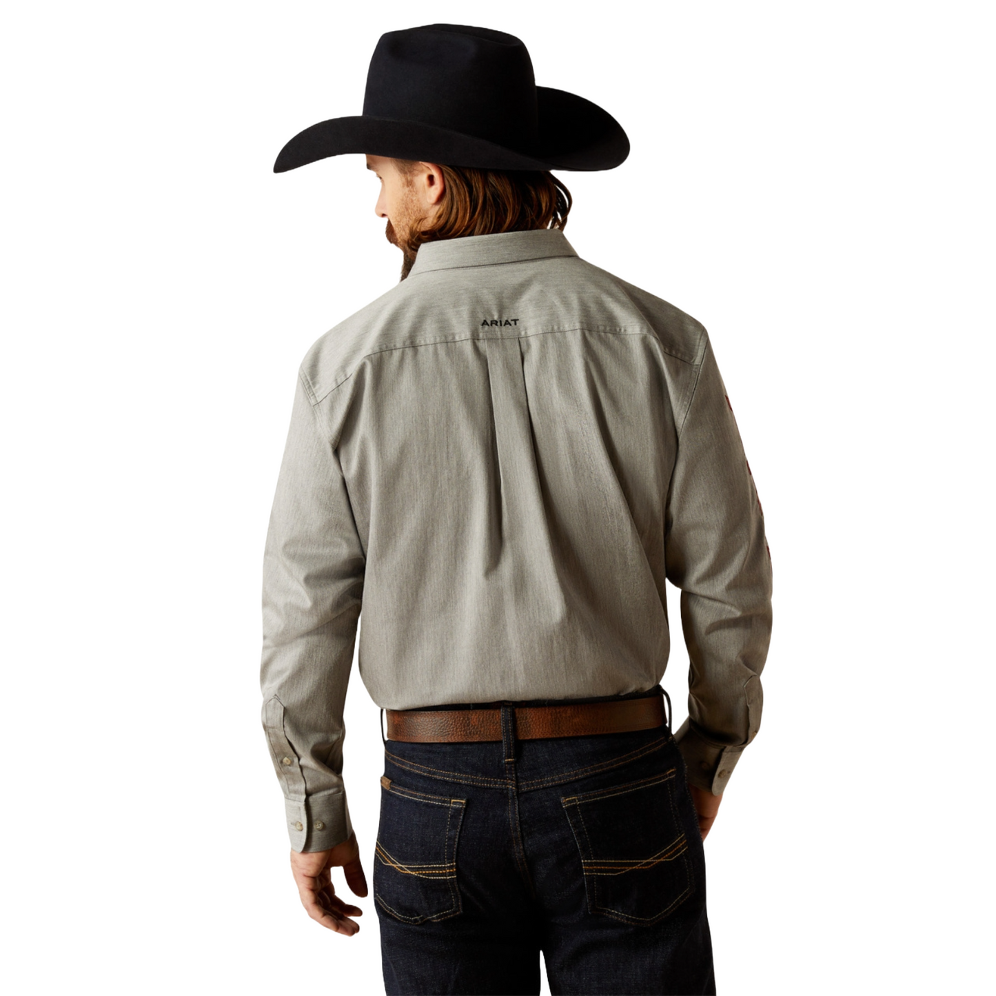 Ariat Men's Team Logo Twill Grey Classic Fit Button Down Shirt 10053953