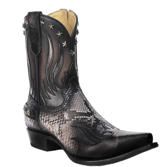 Corral Men's Natural Python Black Wing Tip Snip Toe Boots C4205
