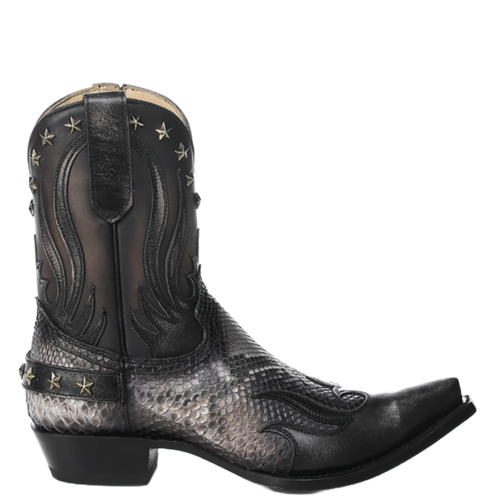 Corral Men's Natural Python Black Wing Tip Snip Toe Boots C4205