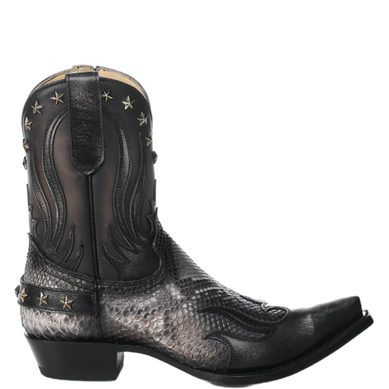 Corral Men's Natural Python Black Wing Tip Snip Toe Boots C4205
