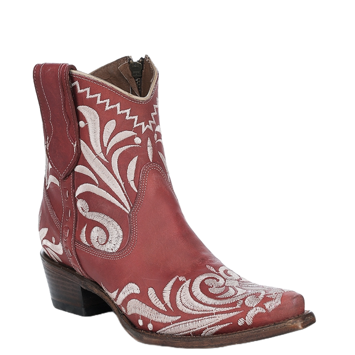 Circle G By Corral Ladies Embroidery Red Snip Toe Booties L6223