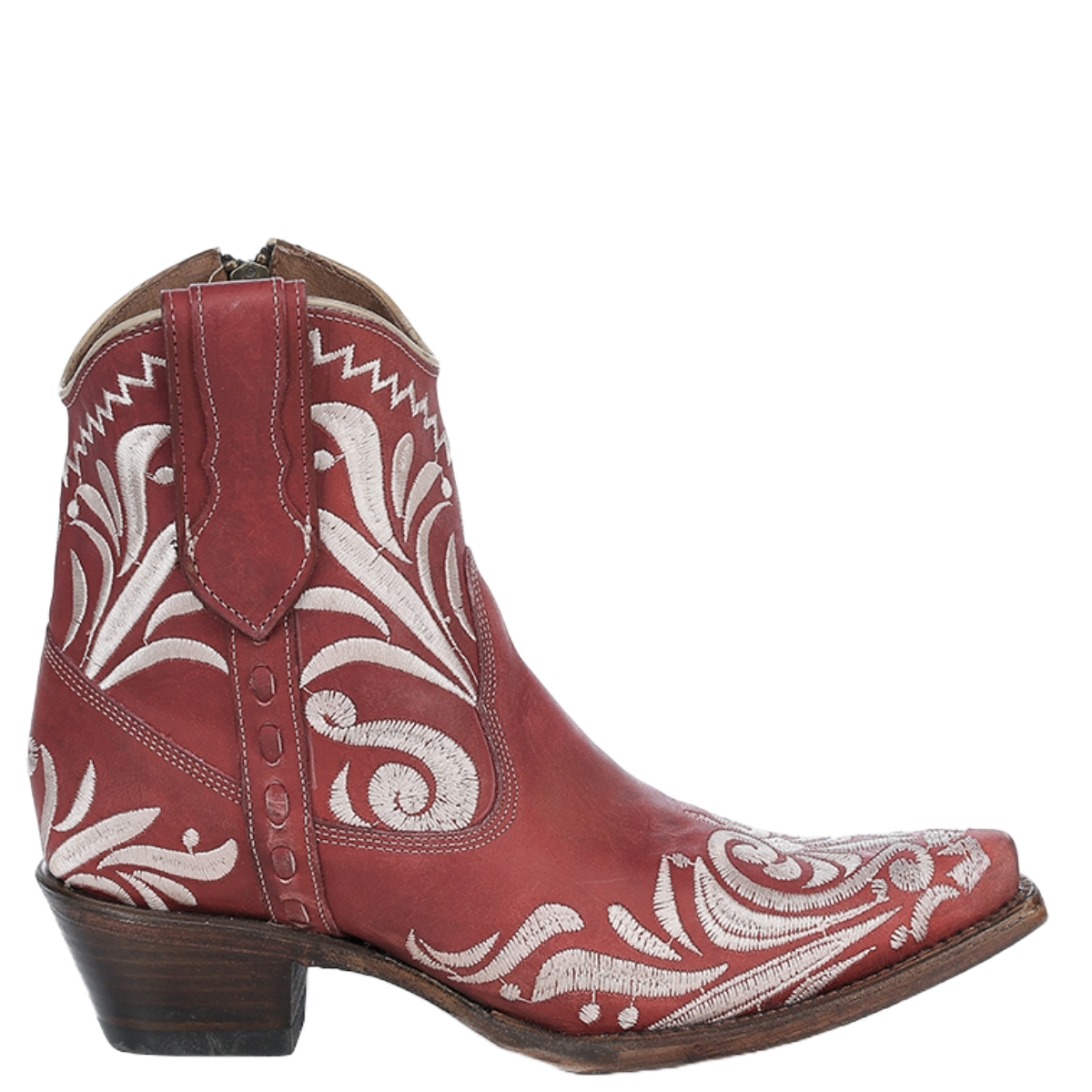 Circle G By Corral Ladies Embroidery Red Snip Toe Booties L6223