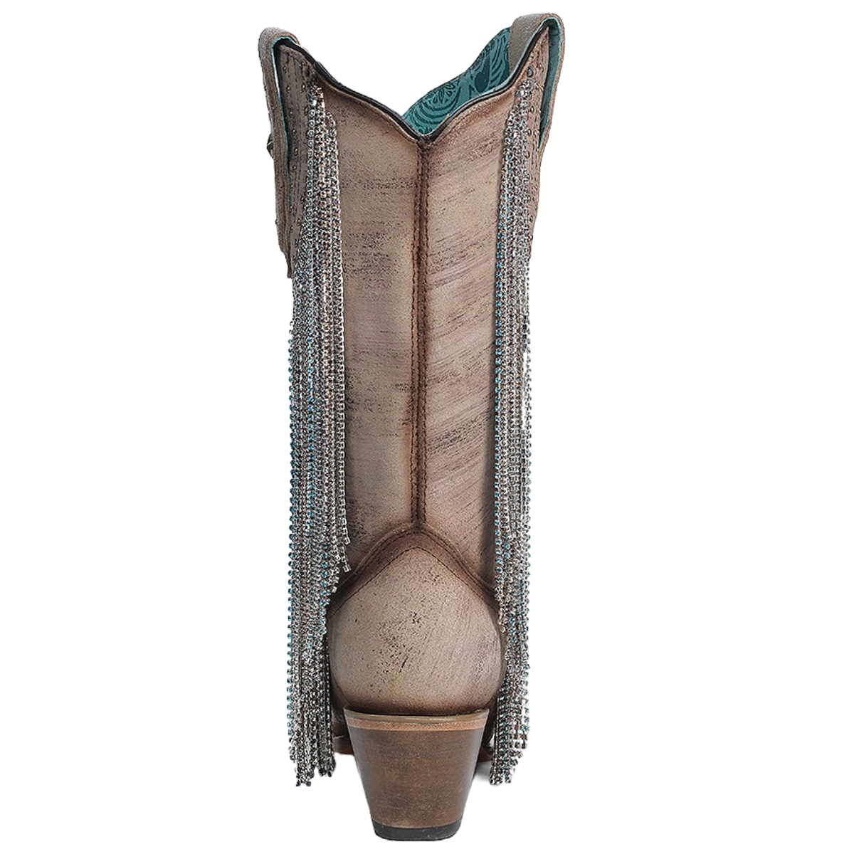 Corral Ladies Brown Embroidery & Star Stud Fringe Western Boots A4625