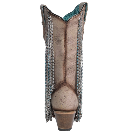 Corral Ladies Brown Embroidery & Star Stud Fringe Western Boots A4625