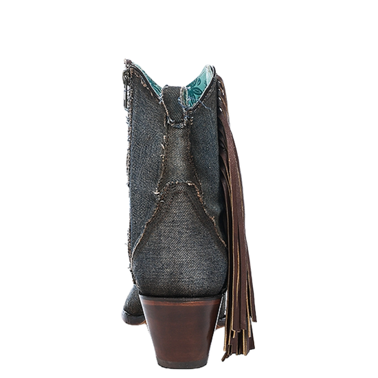 Corral Ladies Denim Inlay Star Studded Fringe Booties A4675