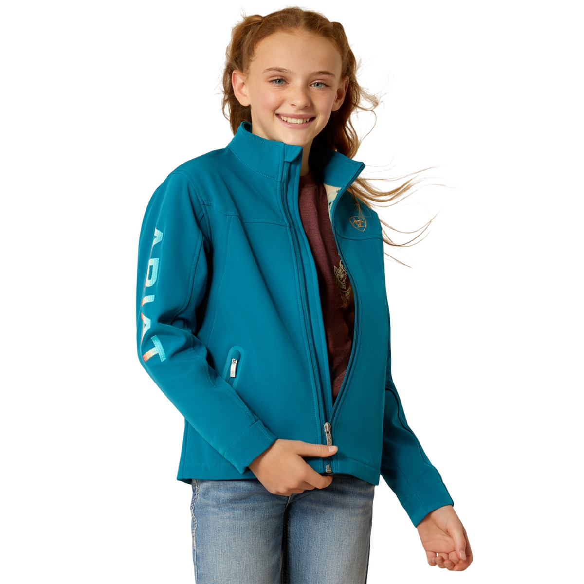 Ariat Youth Girl's Team Softshell Ocean Depths Full Zip Jacket 1005278