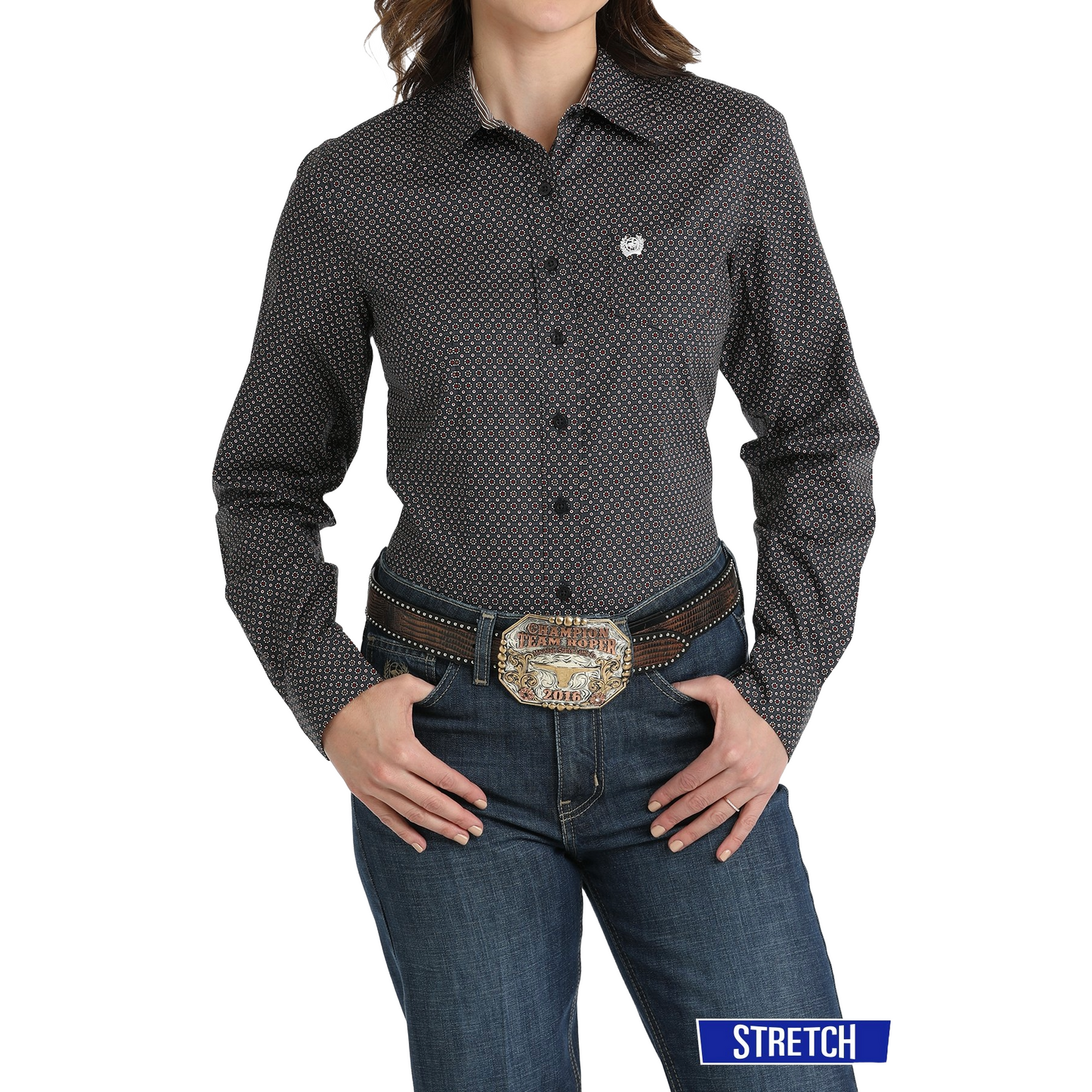 Cinch Ladies Long Sleeve Navy Button Down Shirt MSW9164228