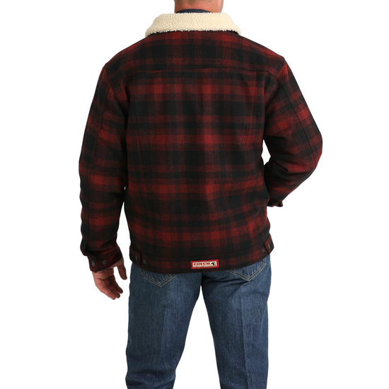 Cinch Men's Wooly Red Plaid Trucker Jacket MWJ1511009