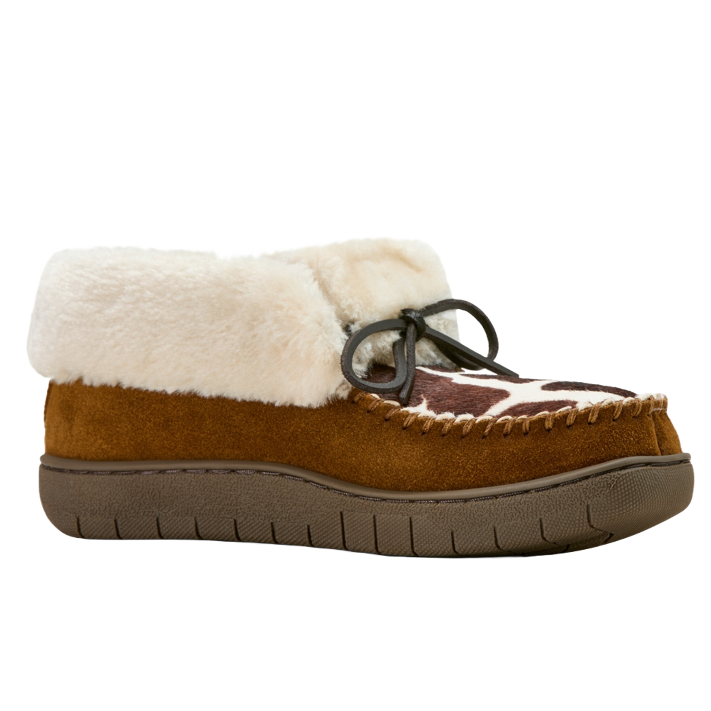 Ariat Ladies Dorothea Western Cow Print Brown Ankle Moccasin Slipper AR4421-220