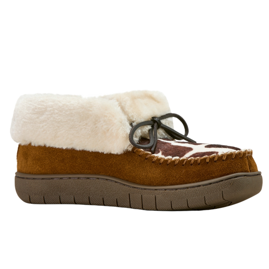 Ariat Ladies Dorothea Western Cow Print Brown Ankle Moccasin Slipper AR4421-220