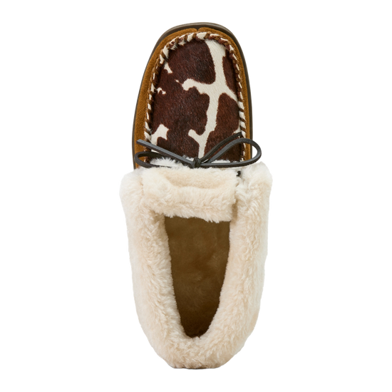 Ariat Ladies Dorothea Western Cow Print Brown Ankle Moccasin Slipper AR4421-220