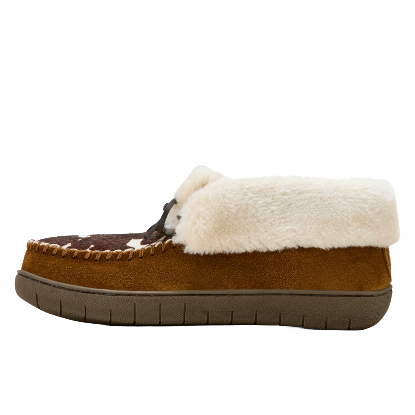 Ariat Ladies Dorothea Western Cow Print Brown Ankle Moccasin Slipper AR4421-220