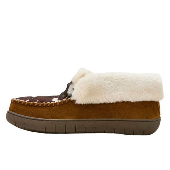 Ariat Ladies Dorothea Western Cow Print Brown Ankle Moccasin Slipper AR4421-220