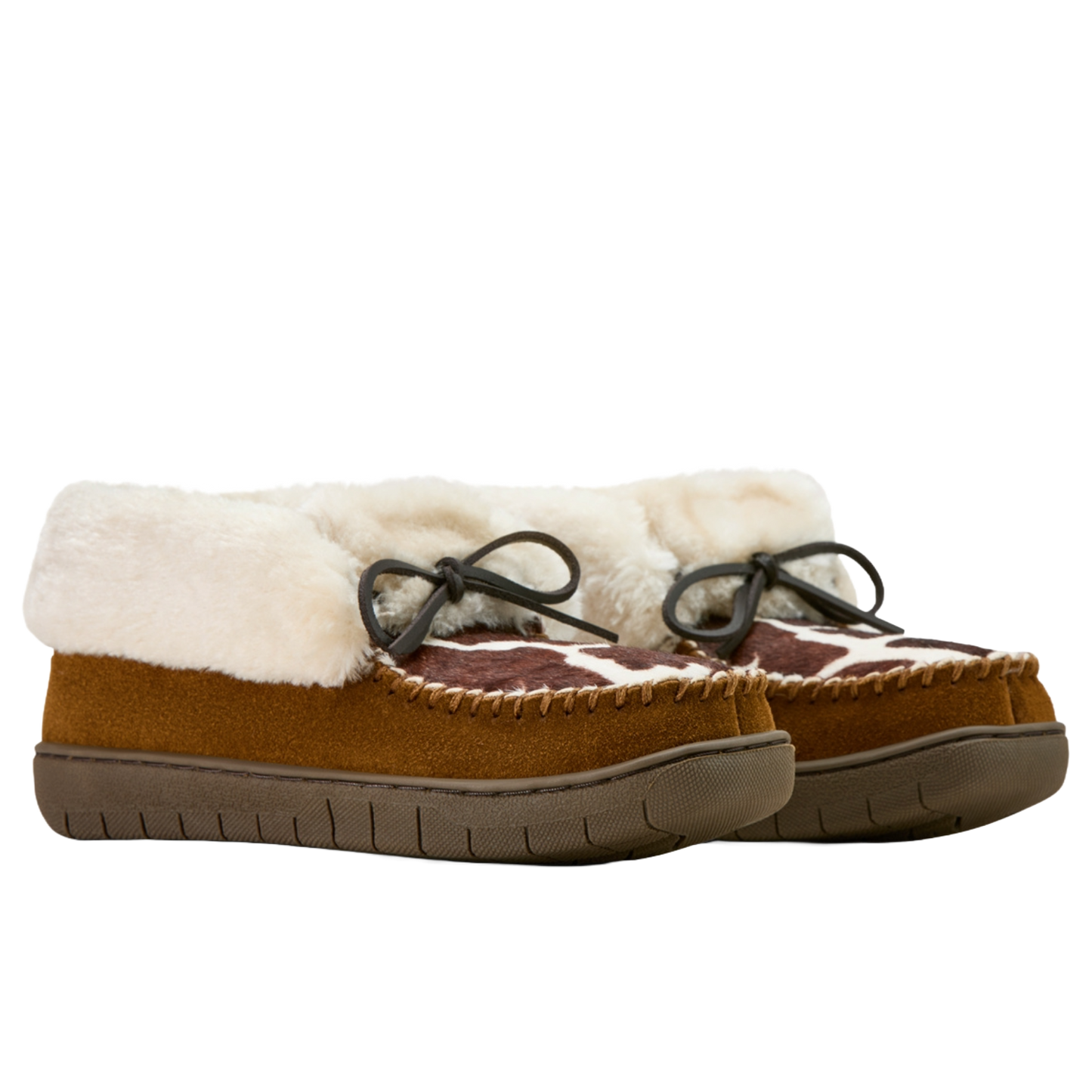 Ariat Ladies Dorothea Western Cow Print Brown Ankle Moccasin Slipper AR4421-220