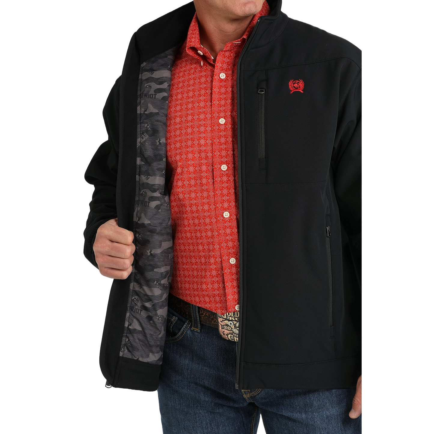 Cinch Men's Solid Bonded Logo Printed Black Jacket MWJ1567011