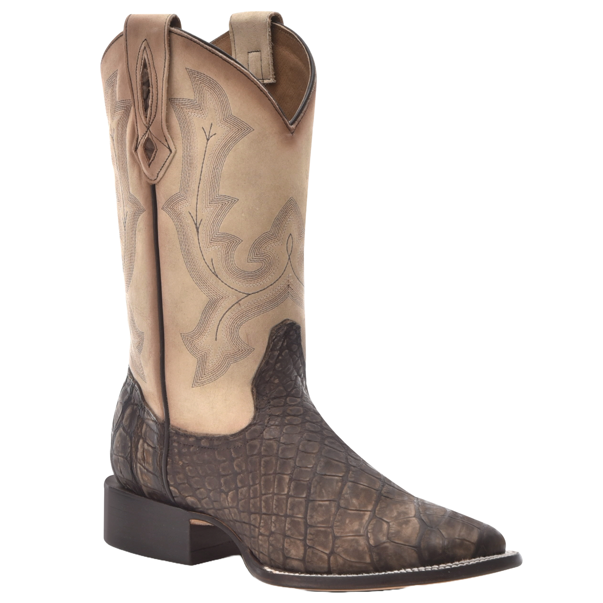 Corral Men's Capuchino-Sand Alligator Embroidery Wide Square Toe Boot
