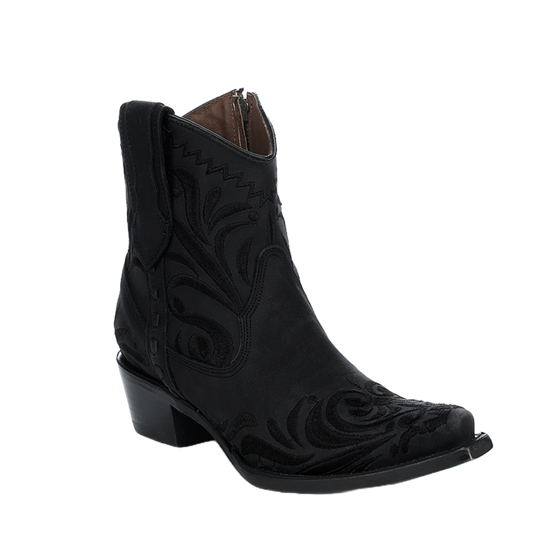 Circle G By Corral Ladies Embroidery Snip Toe Black Booties L6225