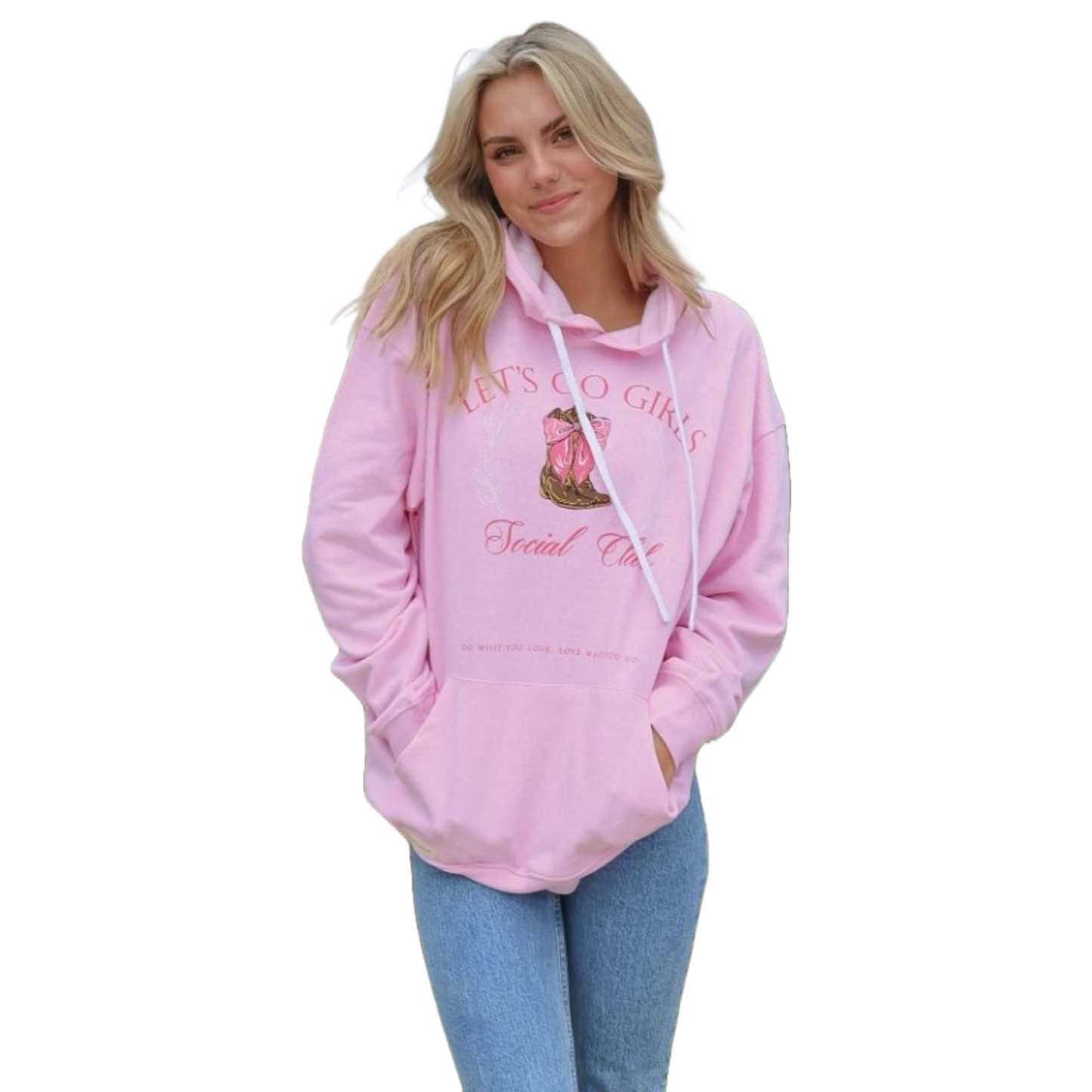 Simply Southern Ladies Oversized Let s Go Girls Pink Hoodie 0224 HD