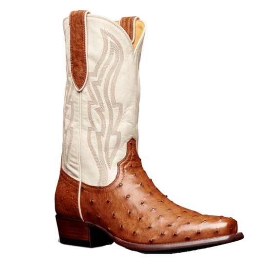 Tecovas Men's The Warren Pecan Brown Ostrich & Bone Boots 10071PCB