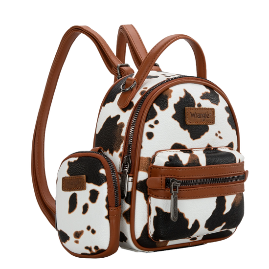 Wrangler Ladies Cow Print Mini Backpack With Coin Pouch WG133-8600BR