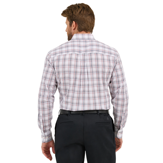 Wrangler Men's Riata® Plaid White Button Down Dress Shirt 112359497-WHT