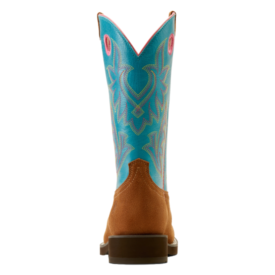 Ariat Ladies Elko Chestnut Suede Brown & Blue Western Boot 10050888