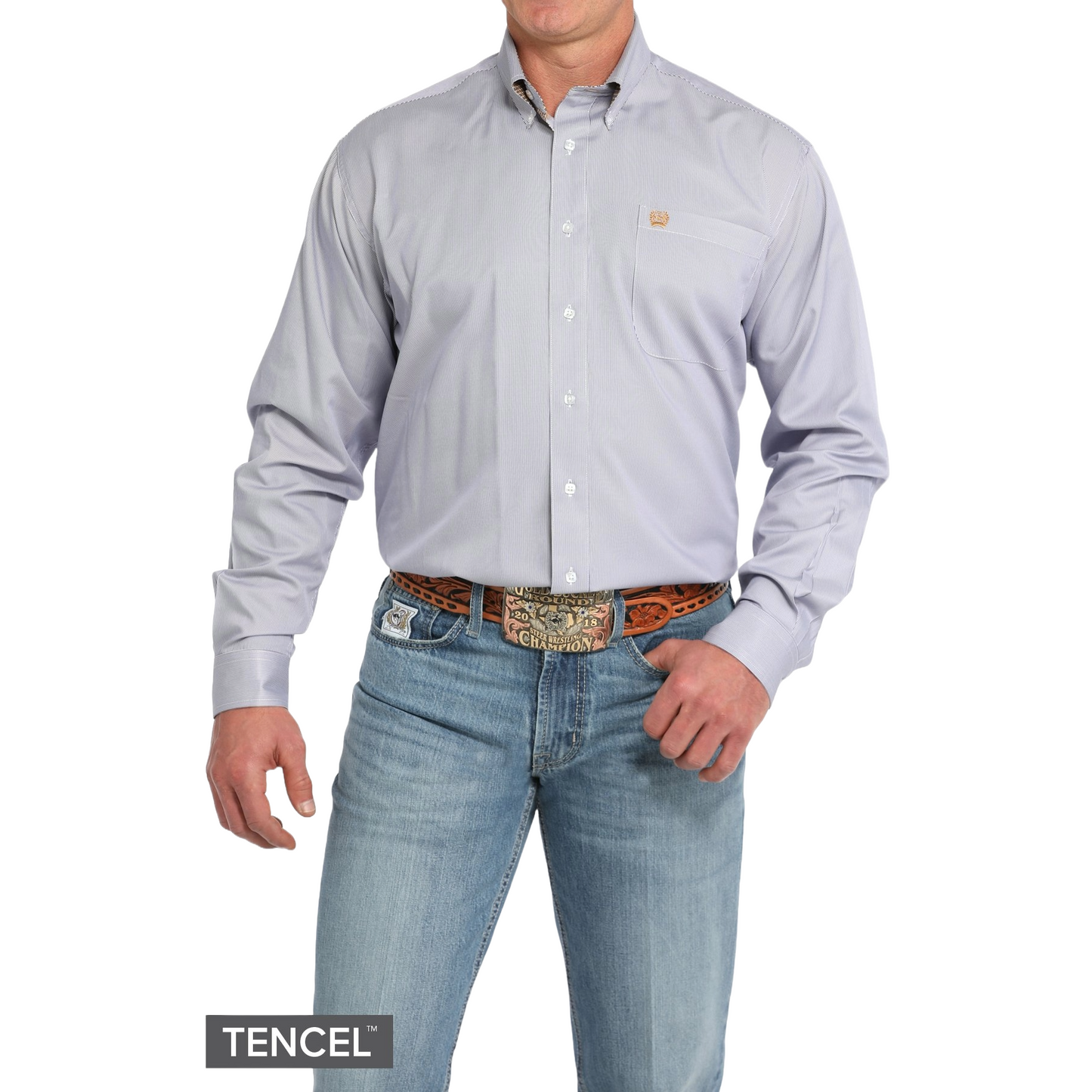 Cinch Men's Long Sleeve Stripe Purple Shirt MTW1105850