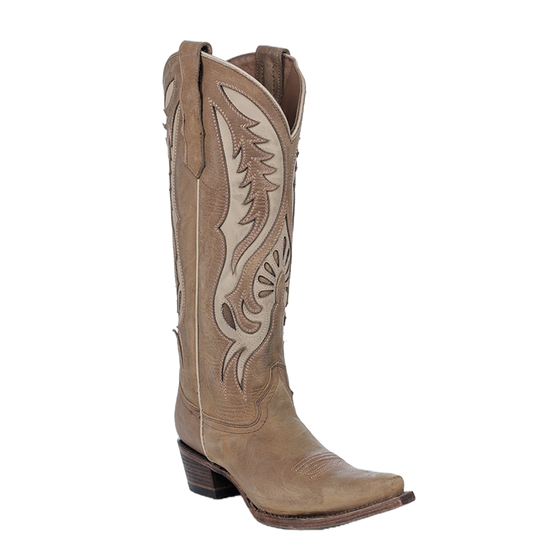 Circle G By Corral Ladies Inlay Tan & Bone Tall Western Boots L6147