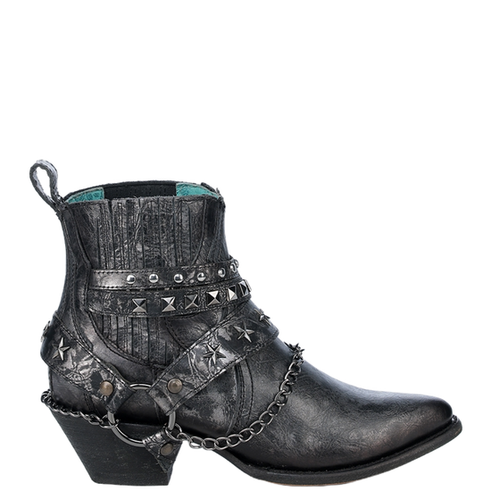 Corral Ladies Straps & Star Studs Silver & Black Harness Booties Z5333