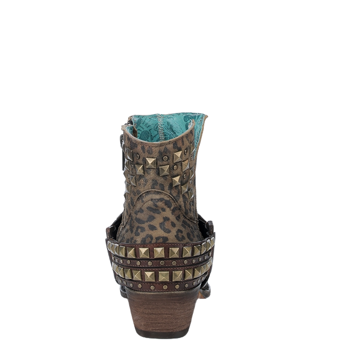 Corral Ladies Leopard Print Strap & Studs Brown Booties Z2027
