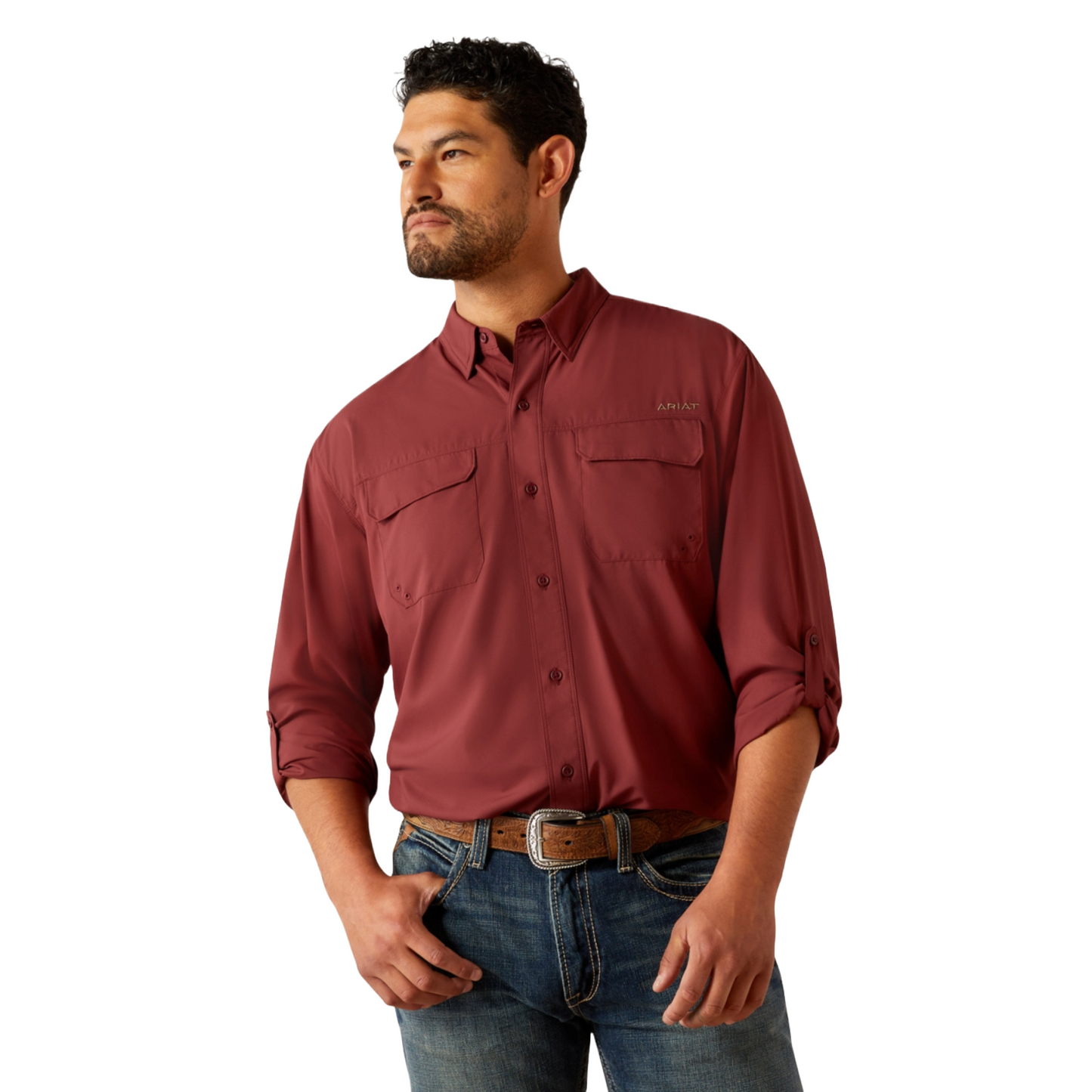 Ariat Men's VentTEK Outbound Classic Fit Red Mahogany Button Down Shirt 10055233