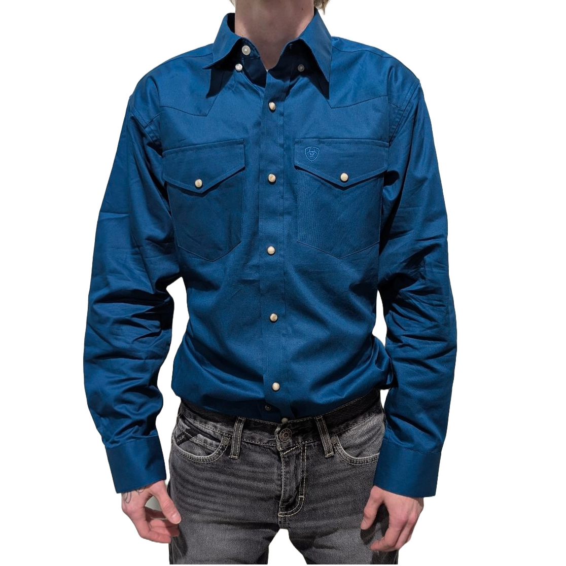 Ariat Men's Lightweight Solid Twill Blue Button Down Shirt 10058559